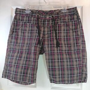 NWOT Plus Size 14 The North Face Women's Bermuda Shorts Tan Pink Black Plaid